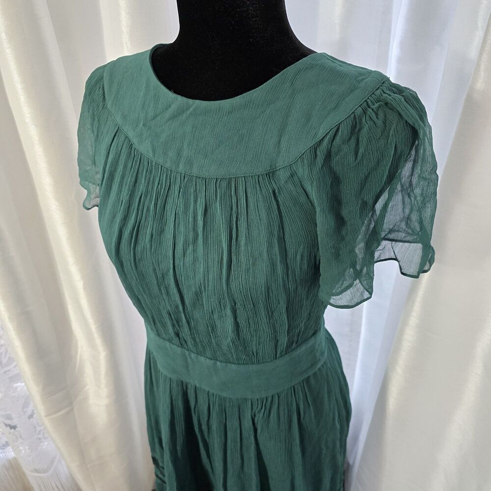 Boden Trim Detail Maxi Dress Deep Forest Green US 2 Womens Spring Photos Boho - Picture 2 of 12